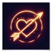 glowing image of a heart with cupid's arrow