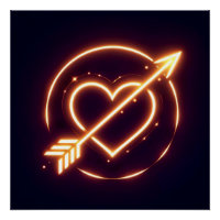 glowing image of a heart with cupid's arrow