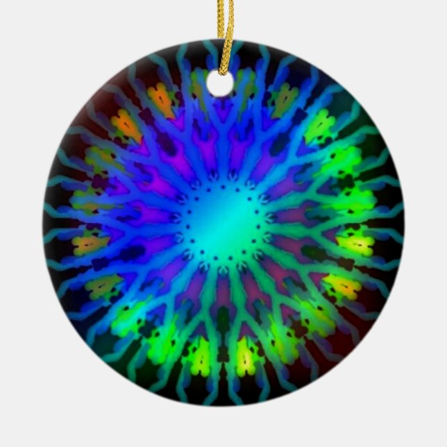Glowing in the Dark Kaleidoscope art Ceramic Ornament (Front)