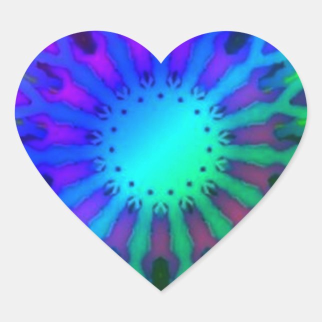 Glowing in the Dark Kaleidoscope art Heart Sticker (Front)