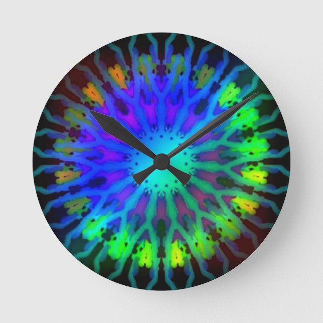 Glowing in the Dark Kaleidoscope art Round Clock (Front)
