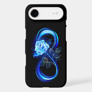 Glowing infinity with blue rose