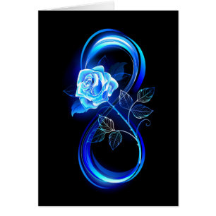 Glowing infinity with blue rose