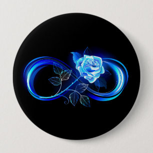 Glowing infinity with blue rose 4 inch round button