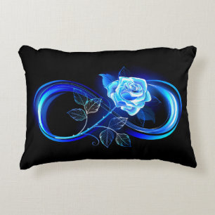 Glowing infinity with blue rose accent pillow
