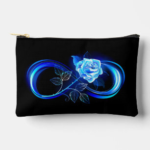 Glowing infinity with blue rose accessory pouch