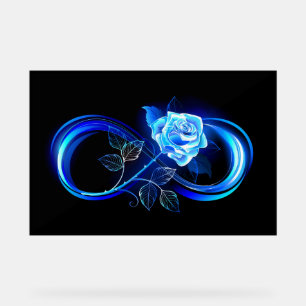 Glowing infinity with blue rose acrylic sign