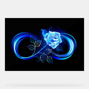 Glowing infinity with blue rose acrylic sign