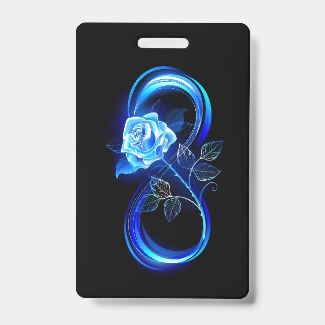 Glowing infinity with blue rose badge (Front)