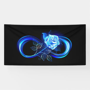 Glowing infinity with blue rose banner