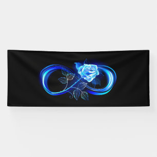 Glowing infinity with blue rose banner
