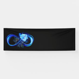 Glowing infinity with blue rose banner