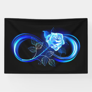Glowing infinity with blue rose banner