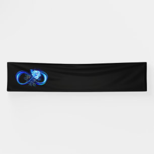 Glowing infinity with blue rose banner