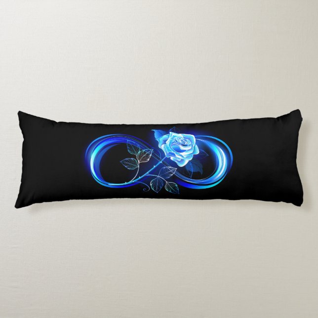 Glowing infinity with blue rose body pillow (Front)
