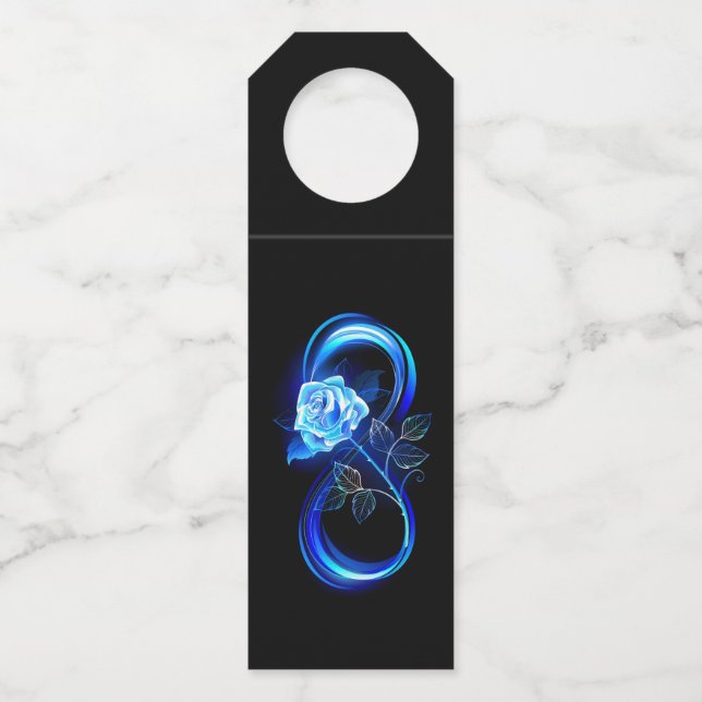 Glowing infinity with blue rose bottle tag (Front)
