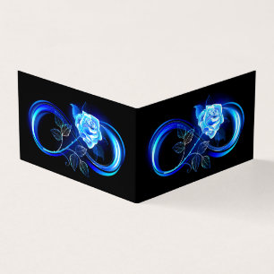 Glowing infinity with blue rose business card