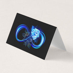 Glowing infinity with blue rose business card