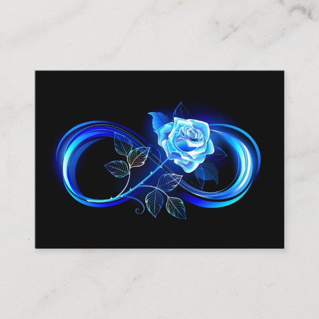 Glowing infinity with blue rose calling card (Front)