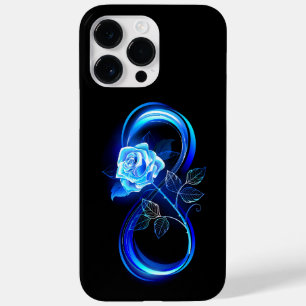 Glowing infinity with blue rose Case-Mate iPhone 14 pro max case