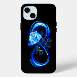Glowing infinity with blue rose iPhone 15 mini case