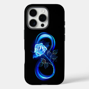 Glowing infinity with blue rose iPhone 16 pro case