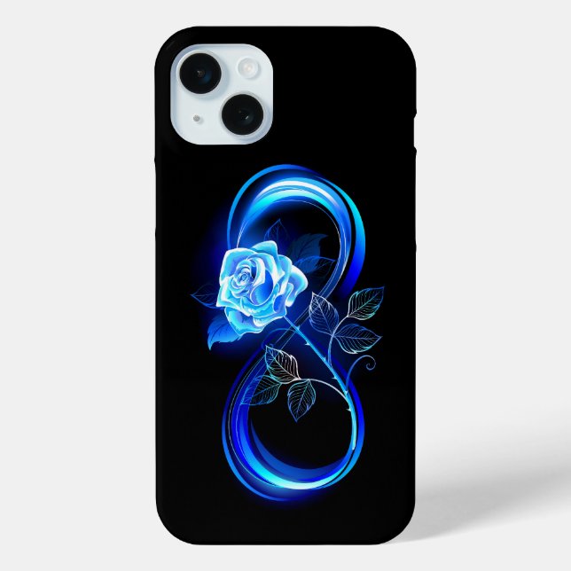 Glowing infinity with blue rose Case-Mate iPhone case (Back)
