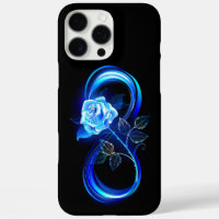Glowing infinity with blue rose