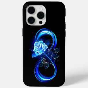 Glowing infinity with blue rose iPhone 15 pro max case