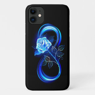 Glowing infinity with blue rose iPhone 11 case