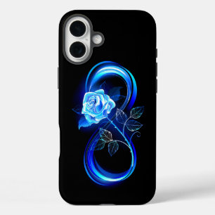 Glowing infinity with blue rose iPhone 16 plus case
