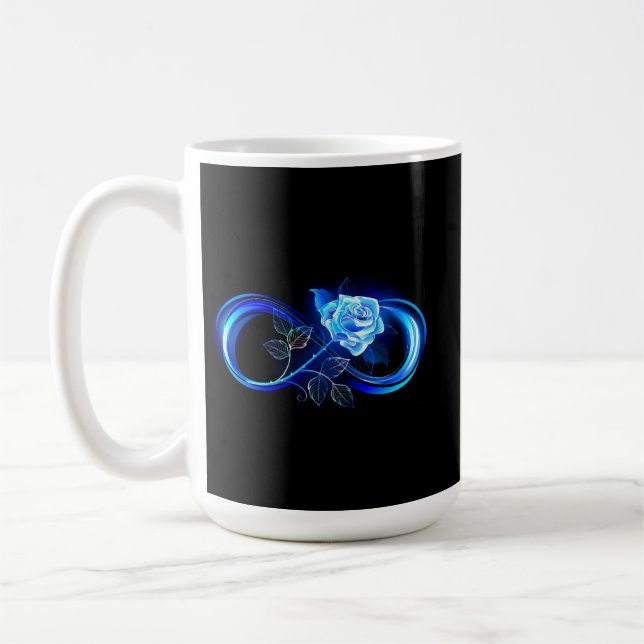 Glowing infinity with blue rose coffee mug (Left)