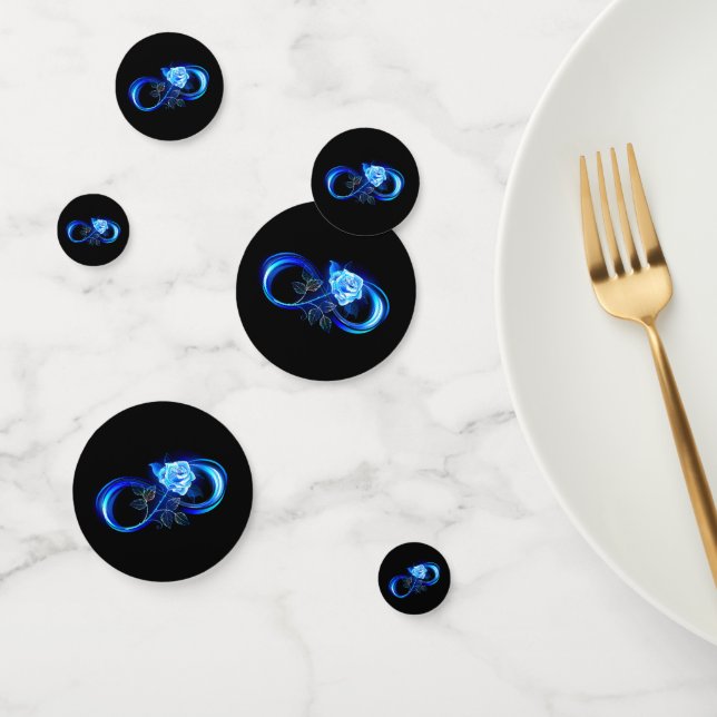 Glowing infinity with blue rose confetti (Group)