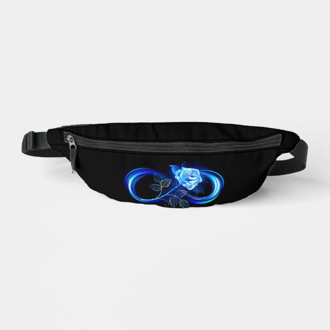 Glowing infinity with blue rose fanny pack (Front)