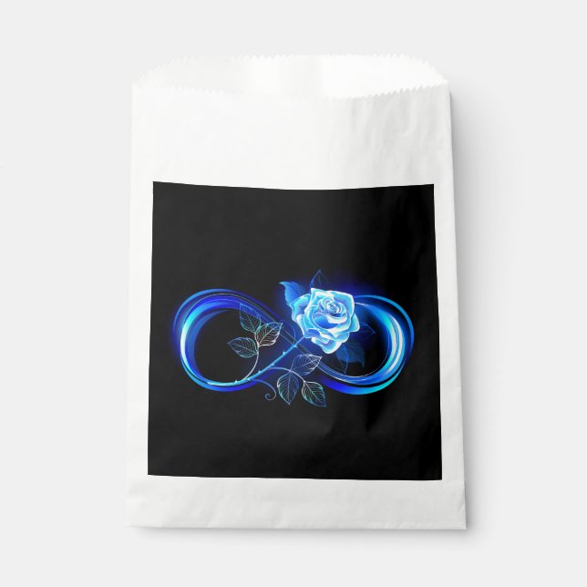 Glowing infinity with blue rose favour bag (Front)