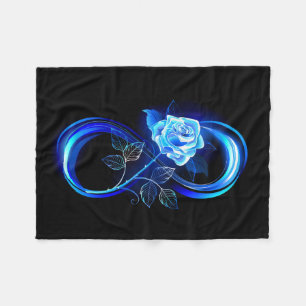 Glowing infinity with blue rose fleece blanket