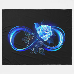 Glowing infinity with blue rose fleece blanket