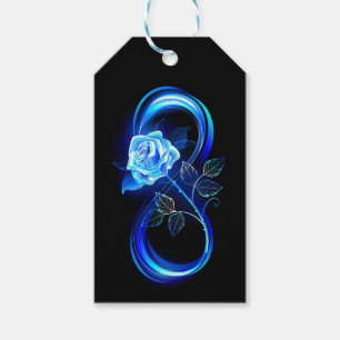 Glowing infinity with blue rose gift tags