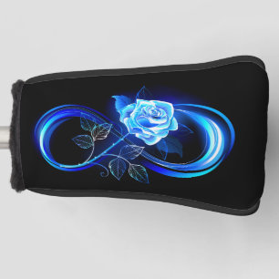 Glowing infinity with blue rose golf head cover