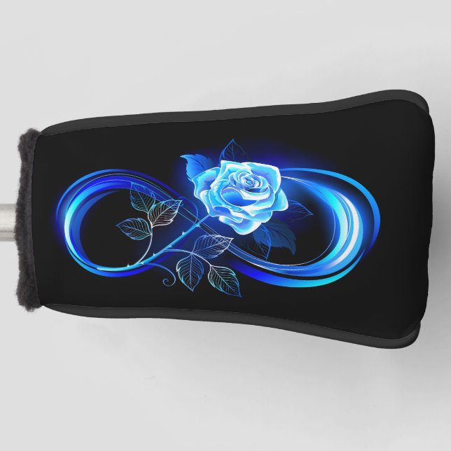 Glowing infinity with blue rose golf head cover (Front)