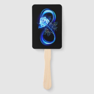 Glowing infinity with blue rose hand fan
