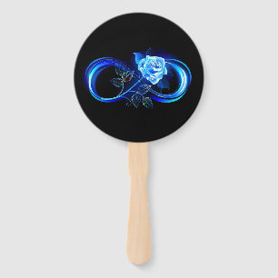 Glowing infinity with blue rose hand fan