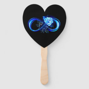 Glowing infinity with blue rose hand fan