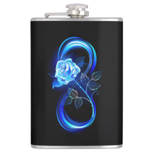 Glowing infinity with blue rose hip flask