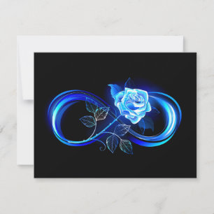 Glowing infinity with blue rose holiday card