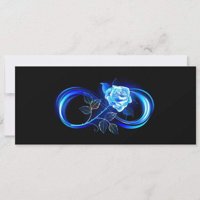 Glowing infinity with blue rose invitation (Front)