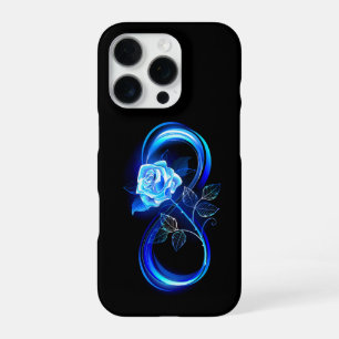 Glowing infinity with blue rose iPhone 16 pro case