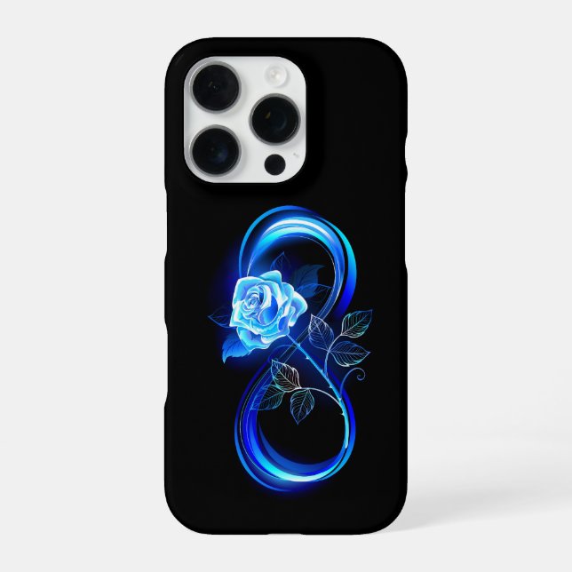 Glowing infinity with blue rose iPhone case (Back)