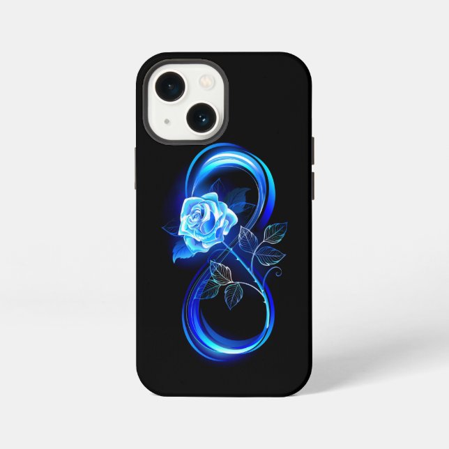 Glowing infinity with blue rose iPhone case (Back)