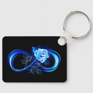 Glowing infinity with blue rose keychain